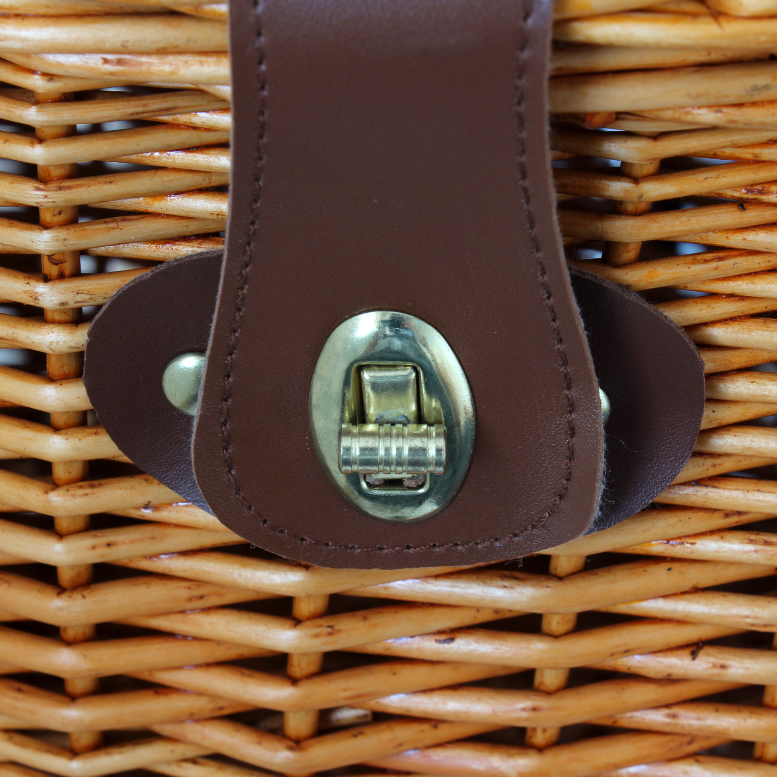 WICKER BICYCLE FRONT PICNIC BASKET WITH LID & CARRY HANDLE SHOPPING